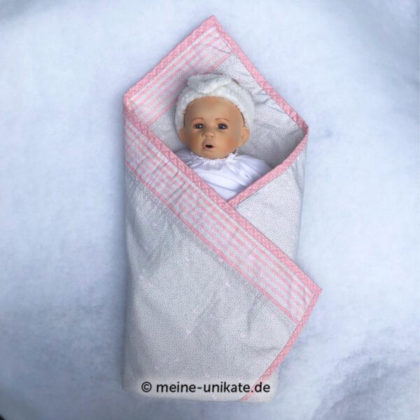 Einschlagdecke, Babydecke, Babytuch aus reiner Baumwolle mit Mausmotiv. Unikat handmade in Germany